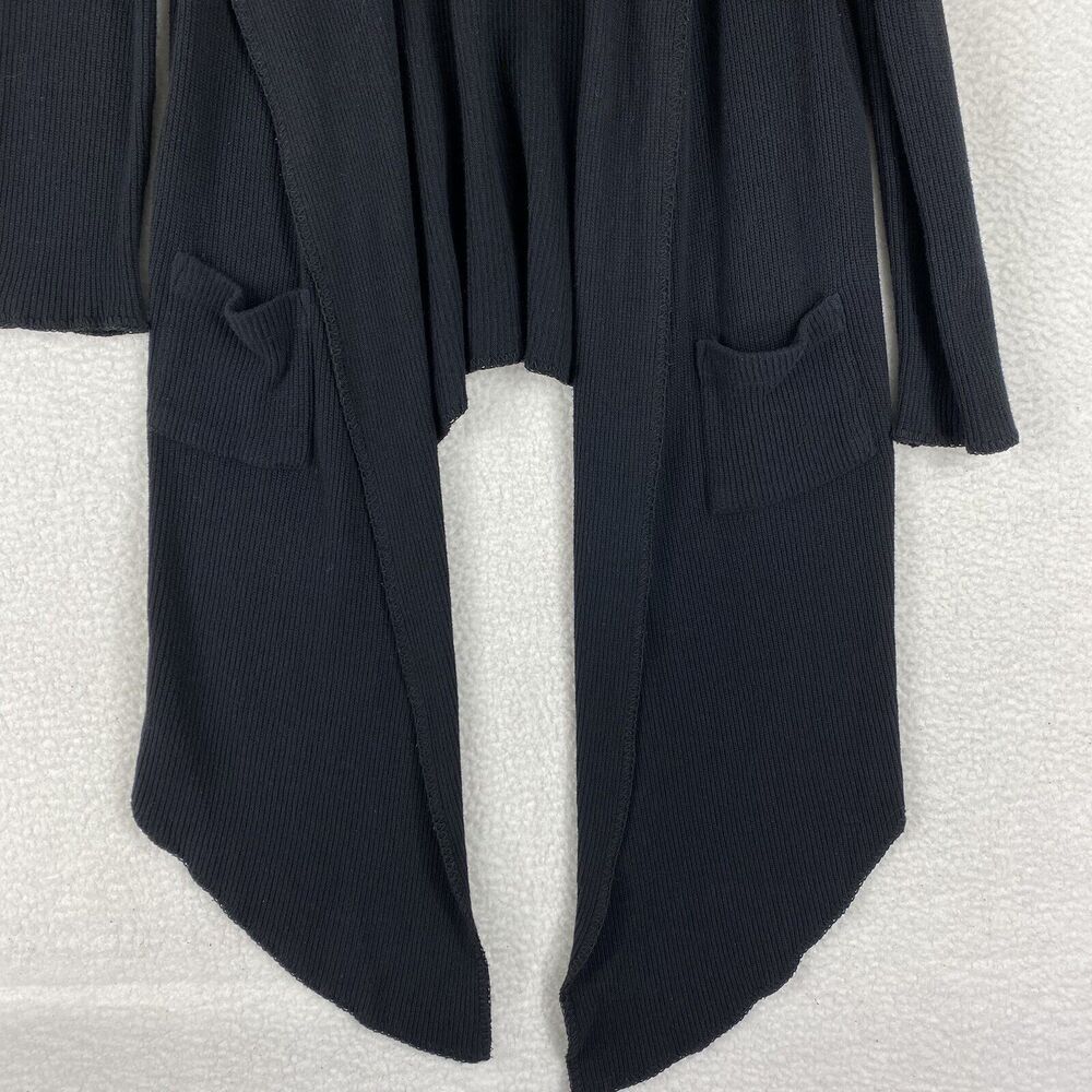 Johnny Was Pete & Greta Cardigan Size XS Black Draped Hooded Open Front Long - Picture 3 of 13